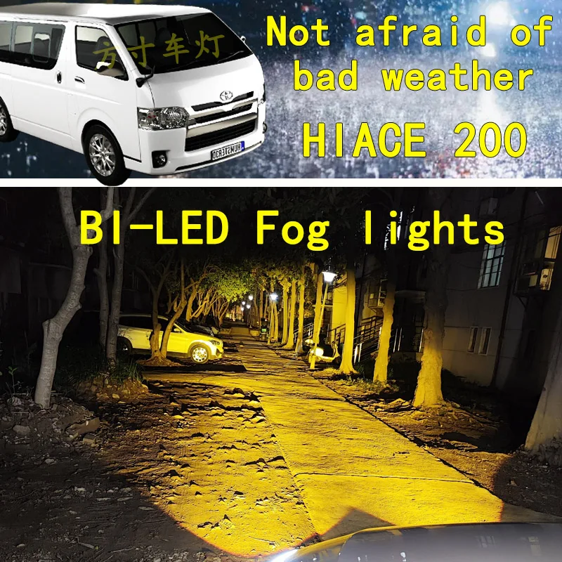 For Hiace 200 series 2014-2023 Fog Lights high brightness Bi LED Matrix Lights Blue Lens Fog Lamp 12V Car Accesories