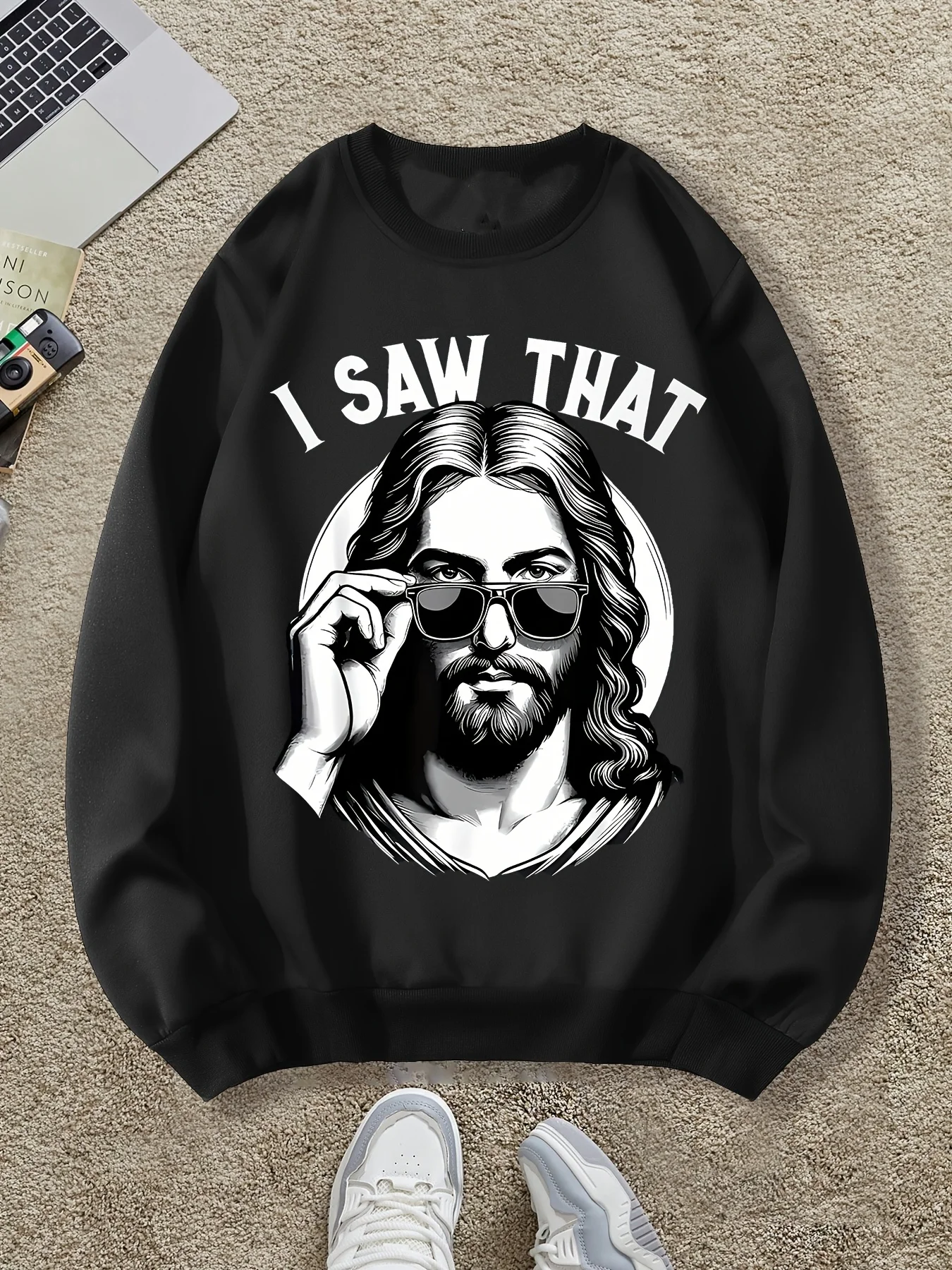 

Fun Portrait Pattern Print Autumn and Winter Men's and Women's Long Sleeved Sportswear Sweatshirt Casual Loose Outdoor Street