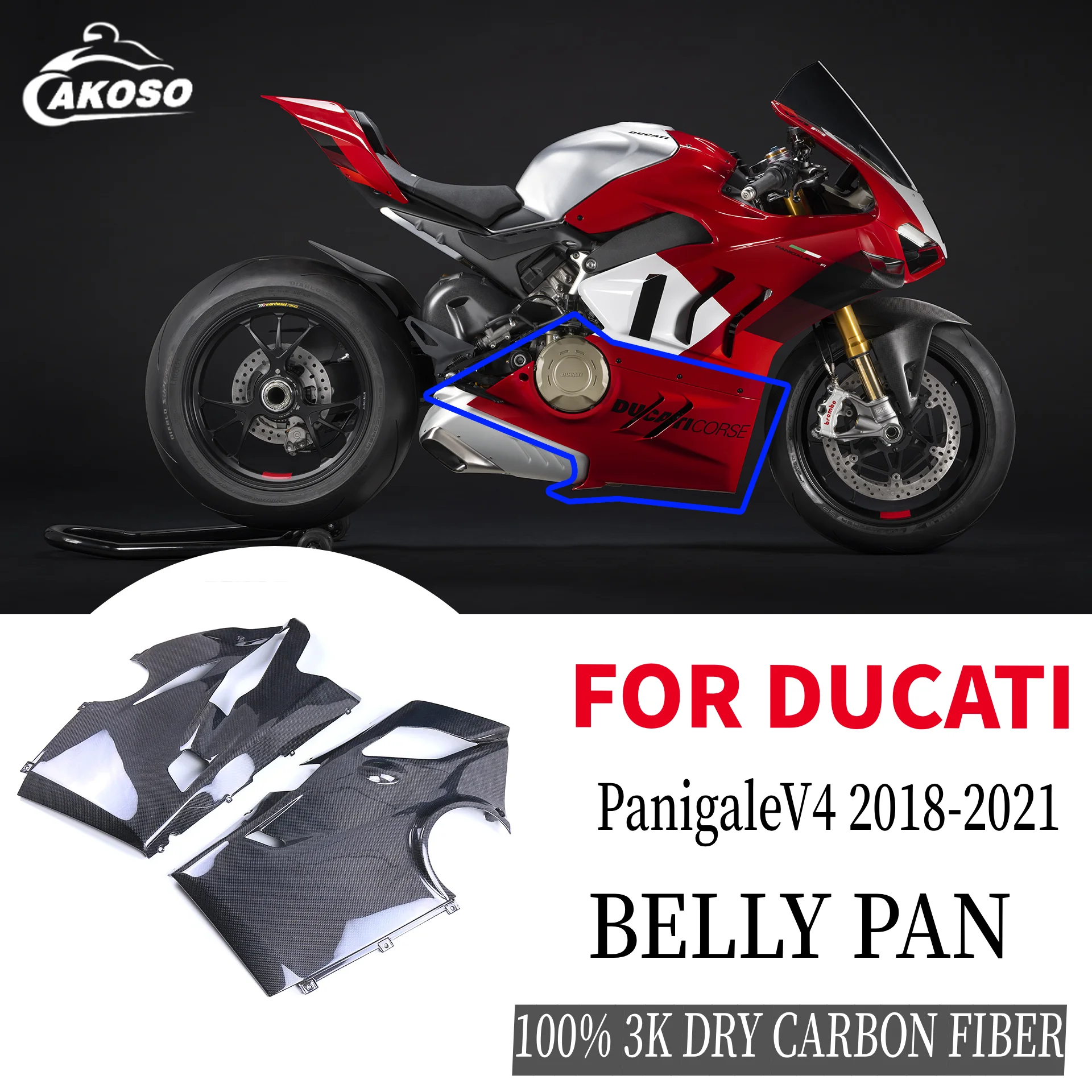 

For DUCATI/PanigaleV4 V4S V4R/PanigaleV4 2018-2021 Belly Pan Pure Carbon Fiber Modified Motorcycles Accessories