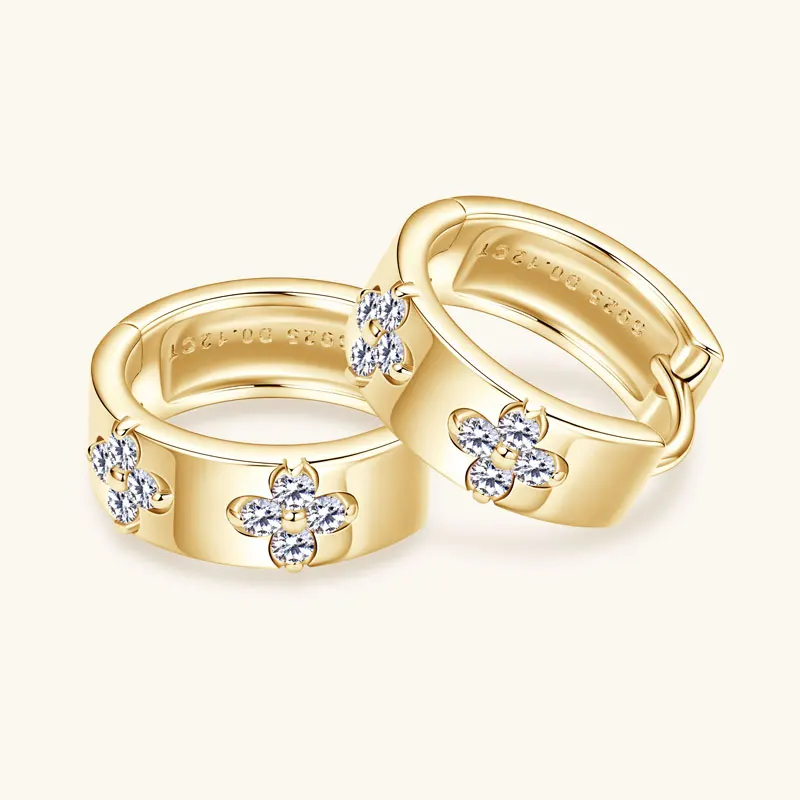 

Ehhai GRA Certified Flower Moissanite Hoop Earrings for Women S925 Sterling Silver Huggie Earring Fine Jewelry Gifts Pendientes