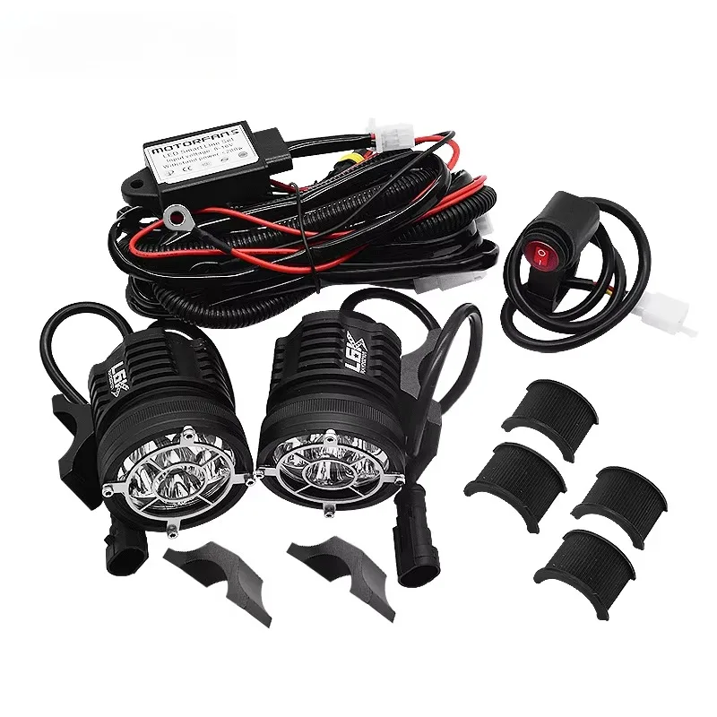 For 12000LM LED Motorcycle Headlight Universal L6K Spotlight 60w 6 Light Beads Motorcycle Headlight Fog Light Spotlight Ultra Wh