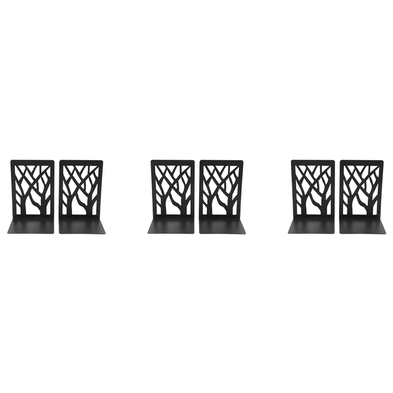

Book Ends For Heavy Books,Book Shelf Holder Home Decorative, Metal Bookends Black 3 Pair,Bookend Supports, Book Stoppers