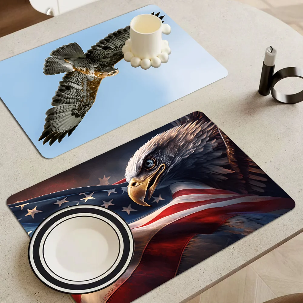 

Bald Eagle Table Drain Pad Tabletop Absorbent Draining Mat Tableware Mats Placemats For Table Decor