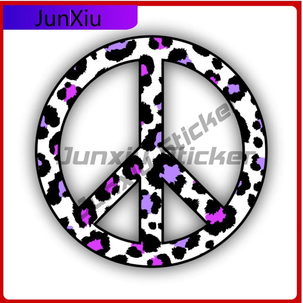 

Peace Sign Purple Pink Leopard Print Sticker Outdoor Decorative Car Motorcycle Bicycle Skateboard Laptop Luggage Decals Windows