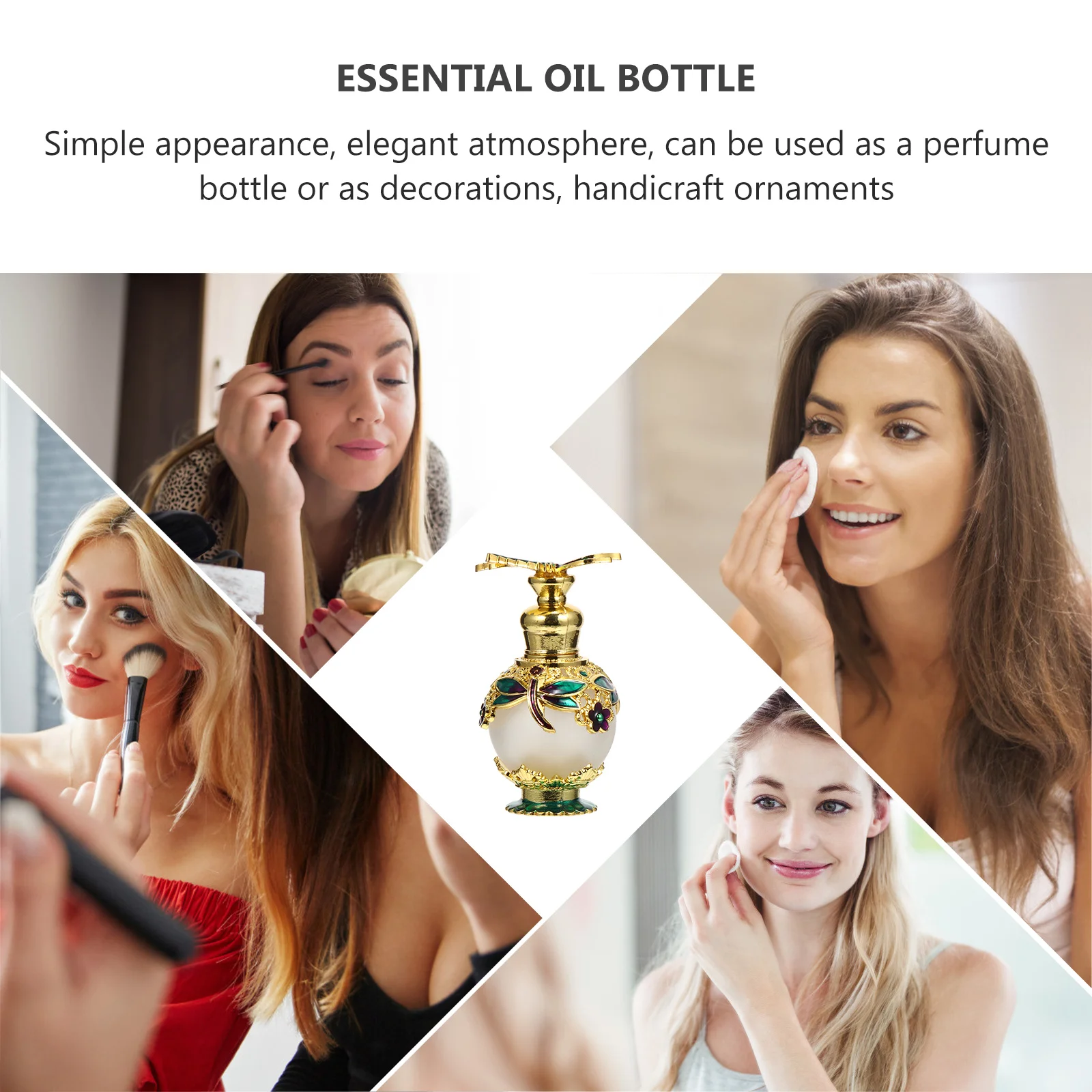 

1Pcs 15ml Alloy Perfume Bottle Glass Essential Oil Storage Container Elegant Design Home Decor Long Lasting Scent