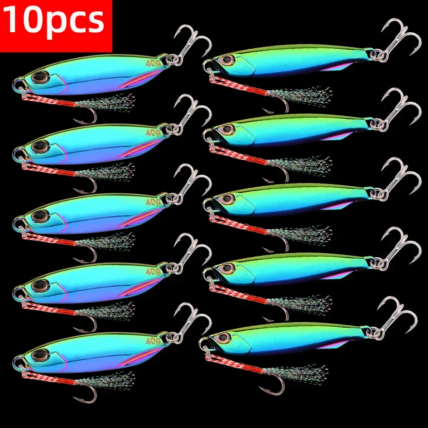 

10Pcs Metal Casting Jigs 7/10/15/ 20/30/40G Shore Drag Cast Jigging Bait Trolling Spoon Fishing Lure Hard Wobbler Leurre Peche