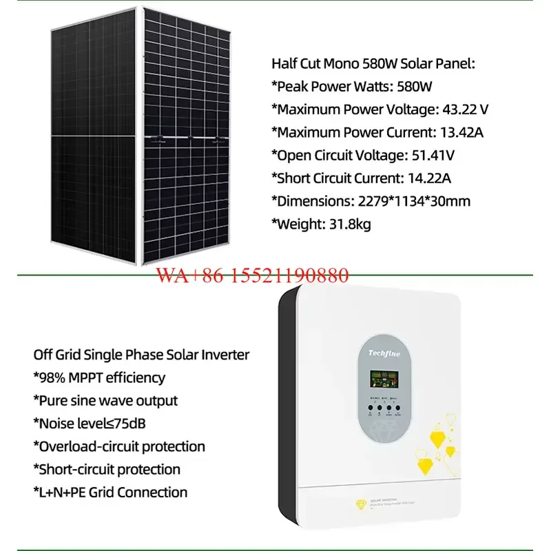 WMWMNU for JEESENG 11KW Off Grid Solar Power System Kit with Lithium Ion Battery and PWM Controller for Home Use