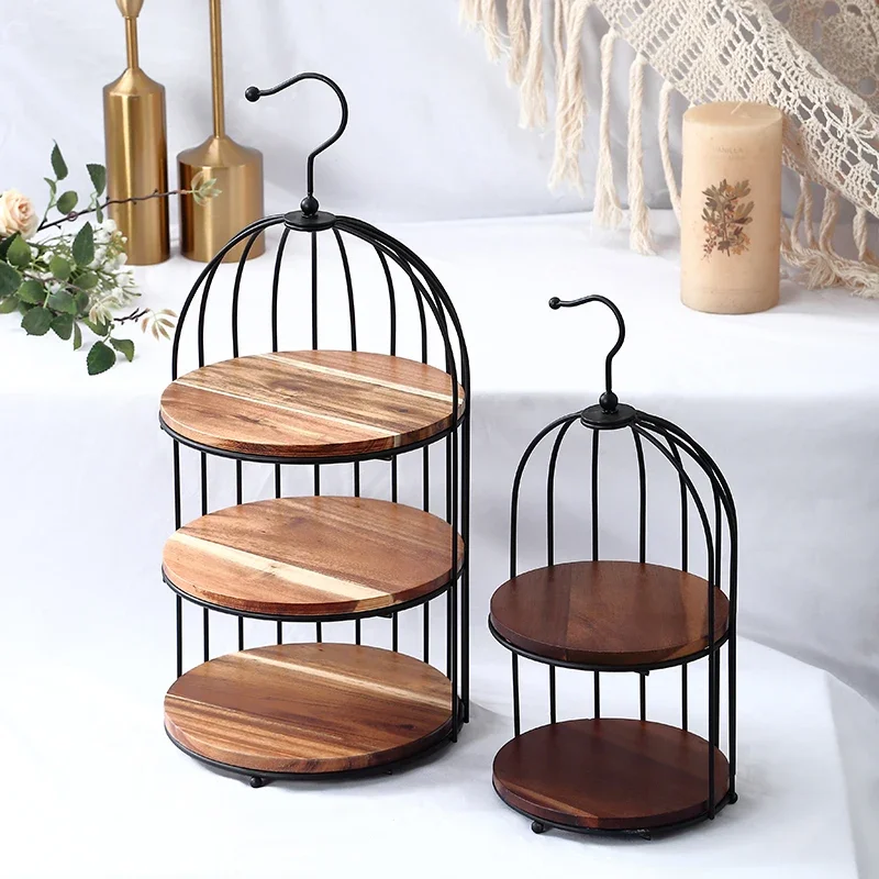 Birdcage Dim sum rack, wooden afternoon tea, multi-layer cake plate, display tray, dessert table, pastry paper cup, three layers