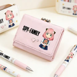 SPY×FAMILY Kawaii Short Wallets Anya Forger Cartoon ID Card Holder Women Pink Coins Purses Mini Money Clutch Change Bags