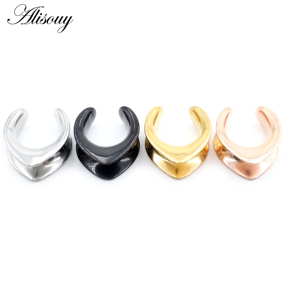 Alisouy 1pc 6-30mm Stainless Steel V-Shape Saddle Ear Tunnels Plugs Expanders Stretchers Gauges Earrings Piercing Body Jewelry