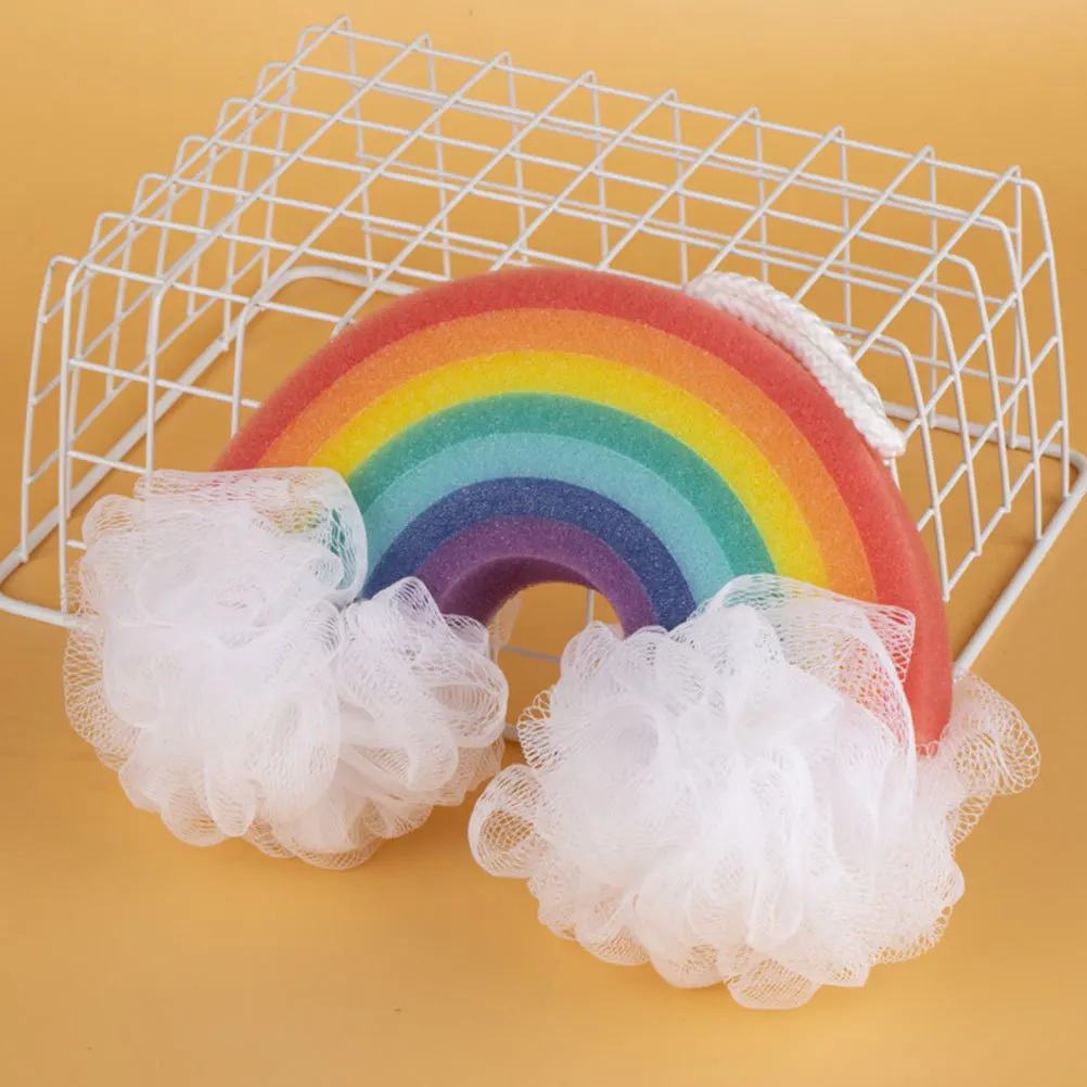 

2pcs Rainbow Shaped Bath Sponge For Kids Foaming Body Scrubber Soft Exfoliating Loofah Bathing Accessories Toddler Foam Ball