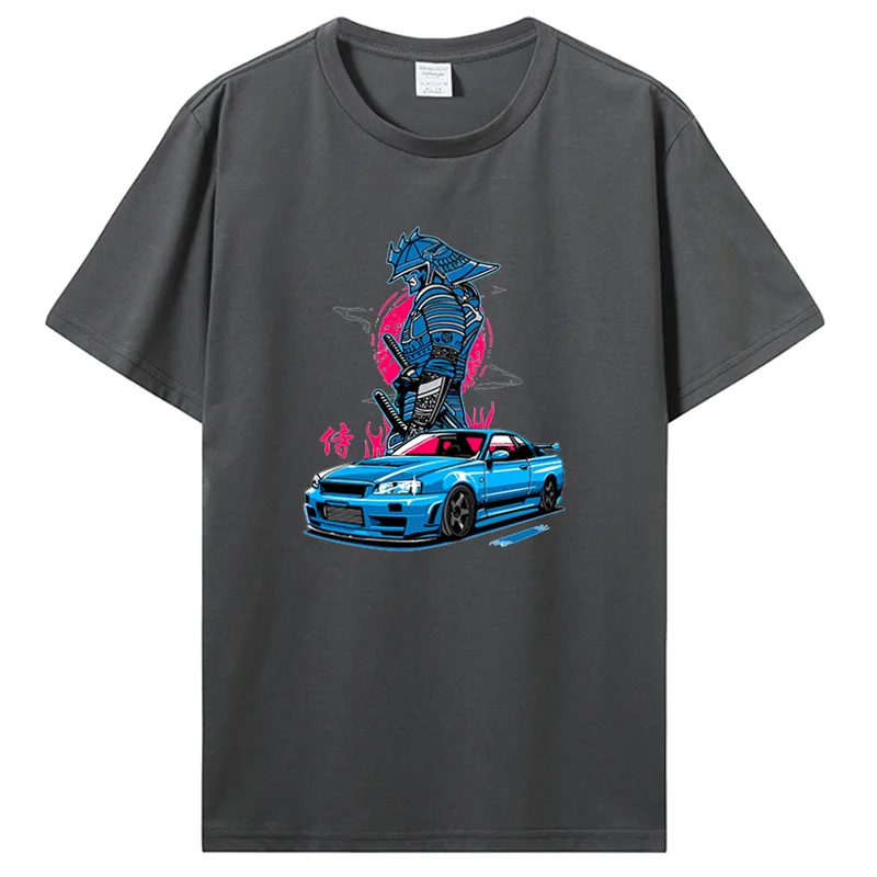 Jdm T Shirt Anime Initial D Drift Japanese Car Skyline R34 Tshirts Men Cotton Streetwear Graphic T-Shirts Clothing