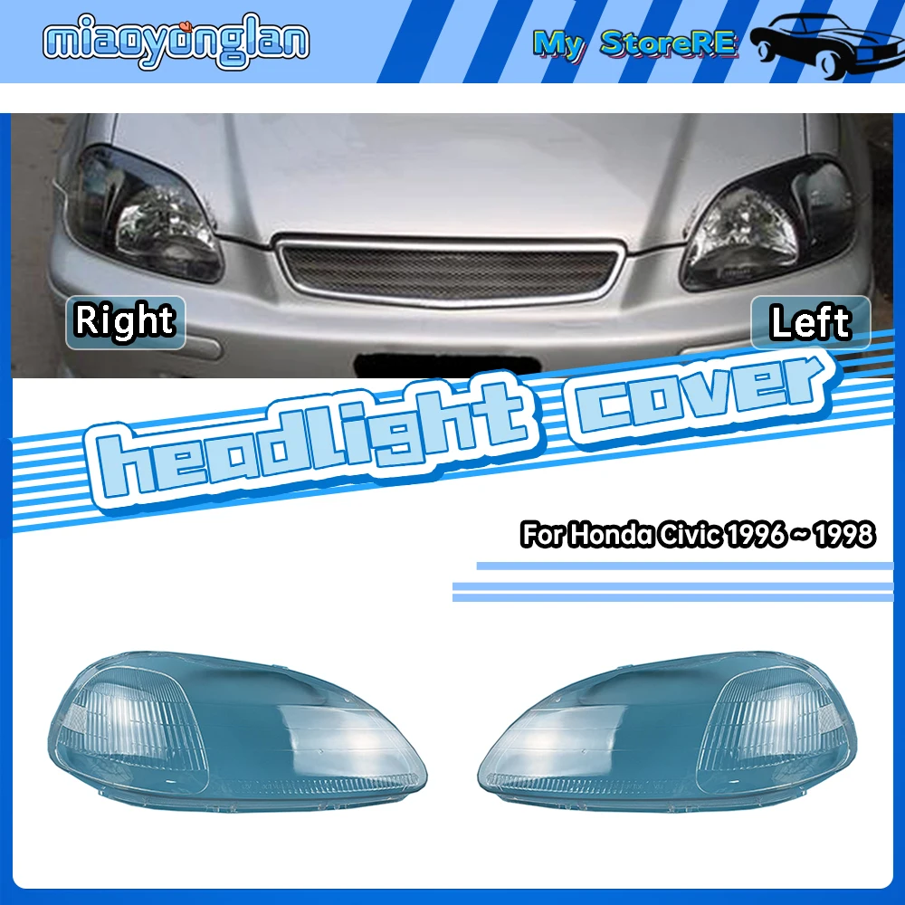 

For Honda Civic 1996 1997 1998 Headlight Cover Transparent Lampshade Lamp Case Headlamp Shell Plexiglass Replace Original Lens