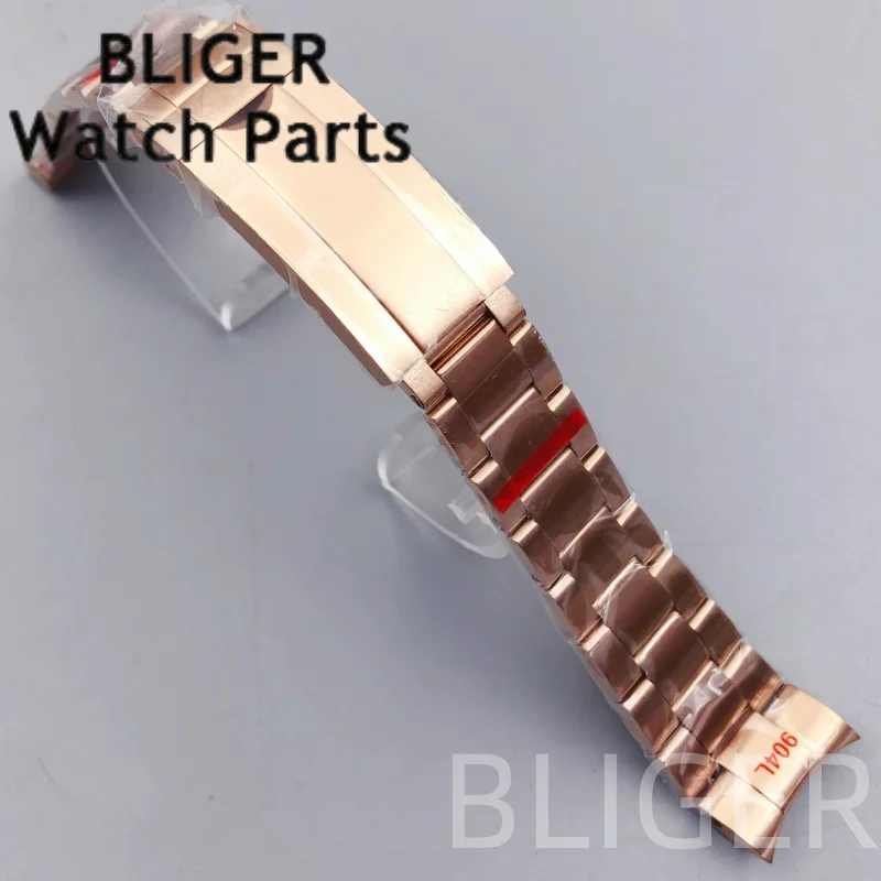 BLIGER 21 мм мужской высококачественный браслет из нержавеющей стали 904L, золото, розовое золото, серебро, черный браслет для часов, подходит для корпуса часов 44 мм, ремешок Oyster