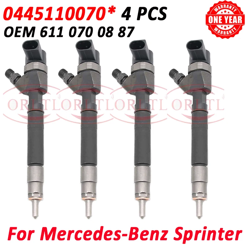 4PCS 0445110070 Diesel Fuel Injector Nozzle 0 445 110 070 OEM 0986435158 6110700887 A6110700887 For Mercedes Benz Sprinter 208