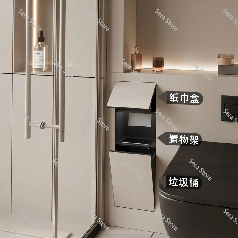 304 Stainless Steel Niche Toilet Hidden Trash Can Embedded in Tissue Box Concealed Toilet Niche Can Be Customized