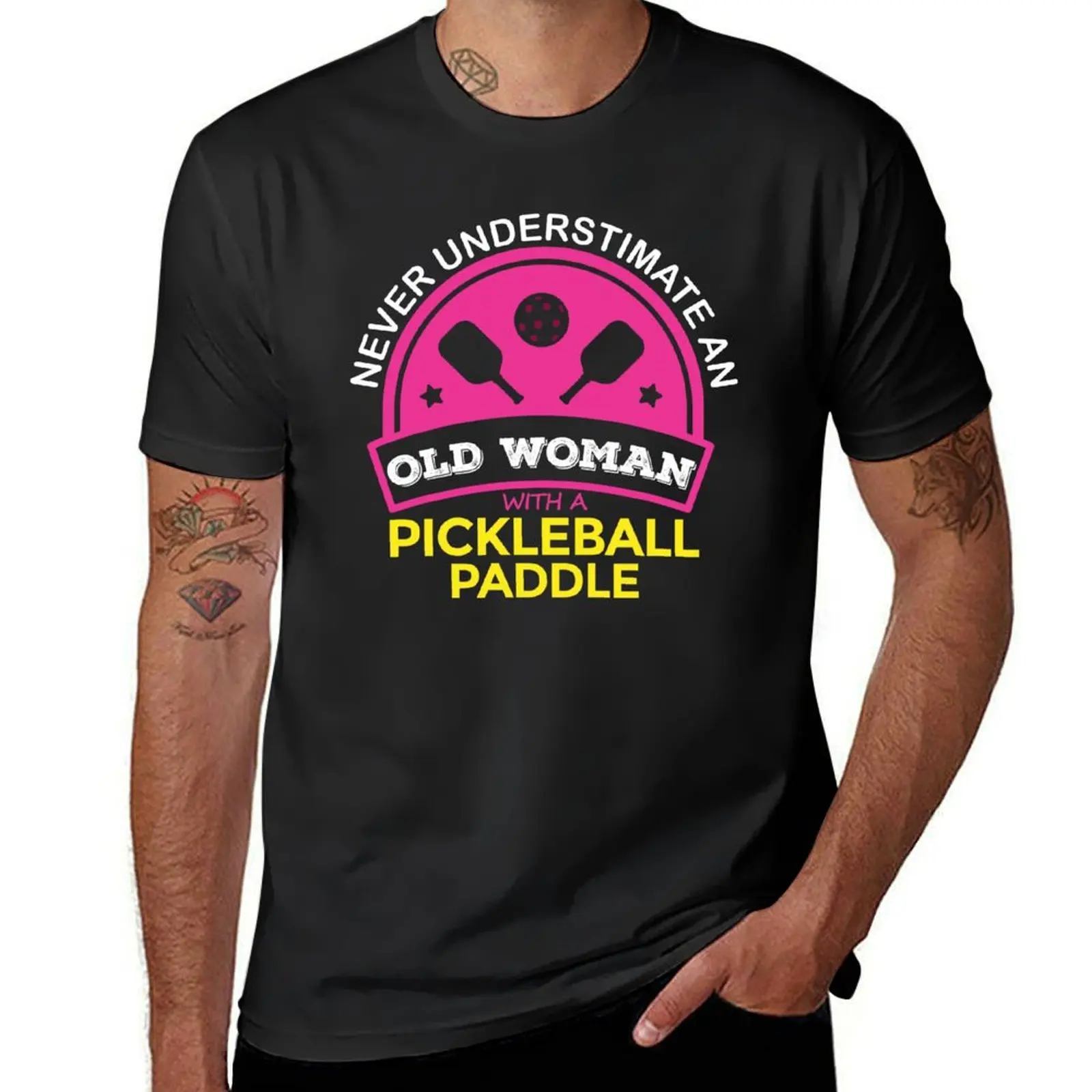 Never Understimate An Old Woman With A Pickleball Paddle, Pickleball Gift, Dink Responsibly T-Shirt