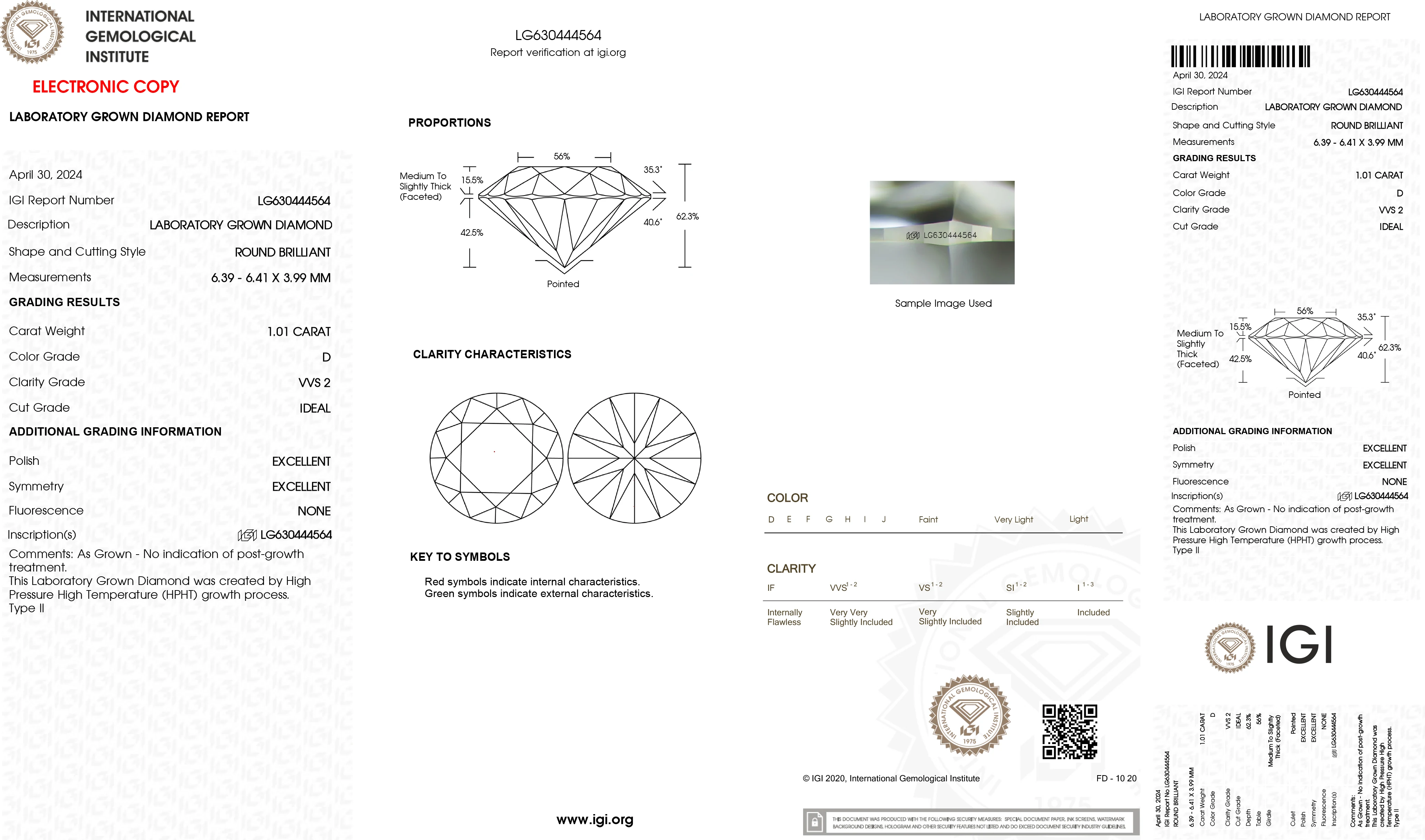 1.01 ct Round Ideal Cut D Color VVS 2 Clarity IGI Certified Lab Grown Diamond CVD HPHT Loose Diamond