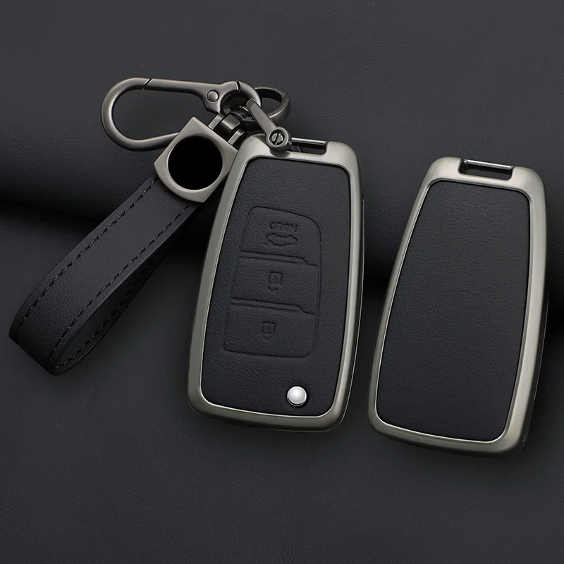 Zinc Alloy Car Flip Key Case Cover for Hyundai Elantra Solaris Tucson I30 I35 I40 KONA Genesis Santa Fe Azera Holder Shell