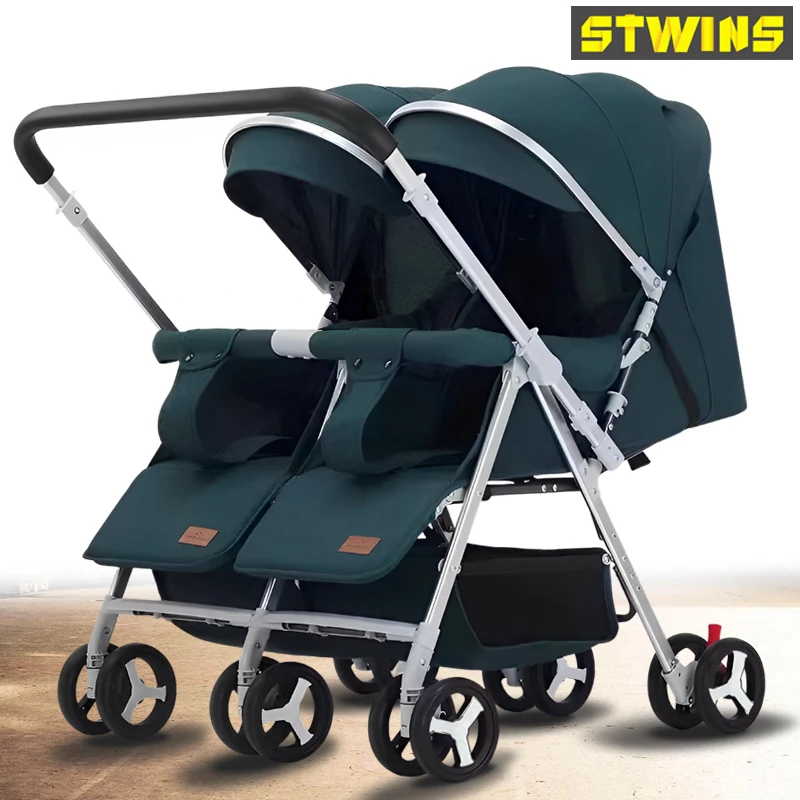 Twin twin baby stroller double seat double lie foldable double can enter the elevator and put the car