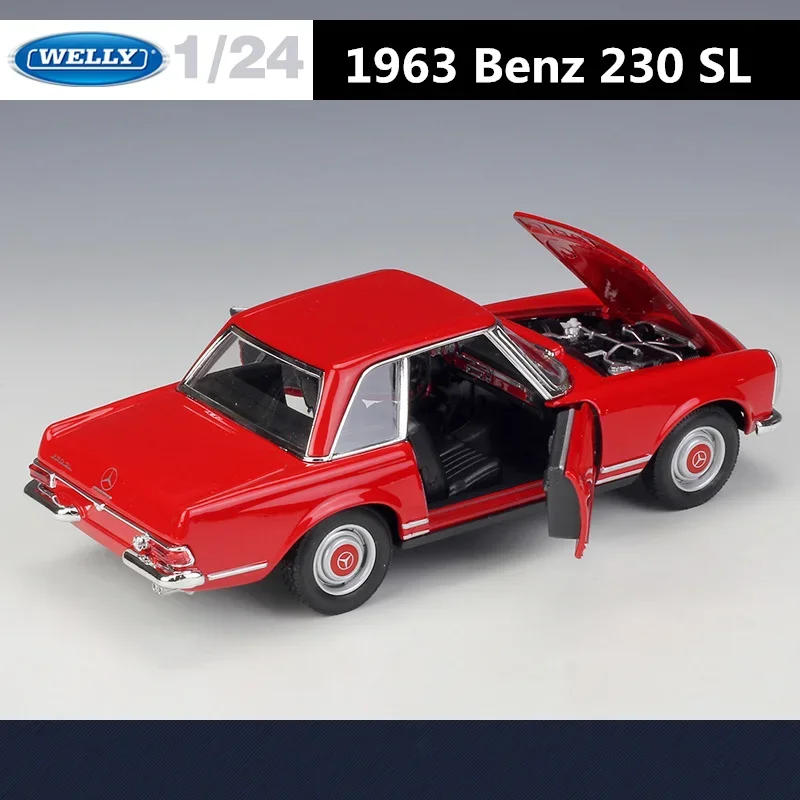 WELLY 1:24 1963 Mercedes-Benz 230SL Alloy Car Model Diecasts Metal Toy Sports Car Vehicles Model High Simulation Childrens Gifts