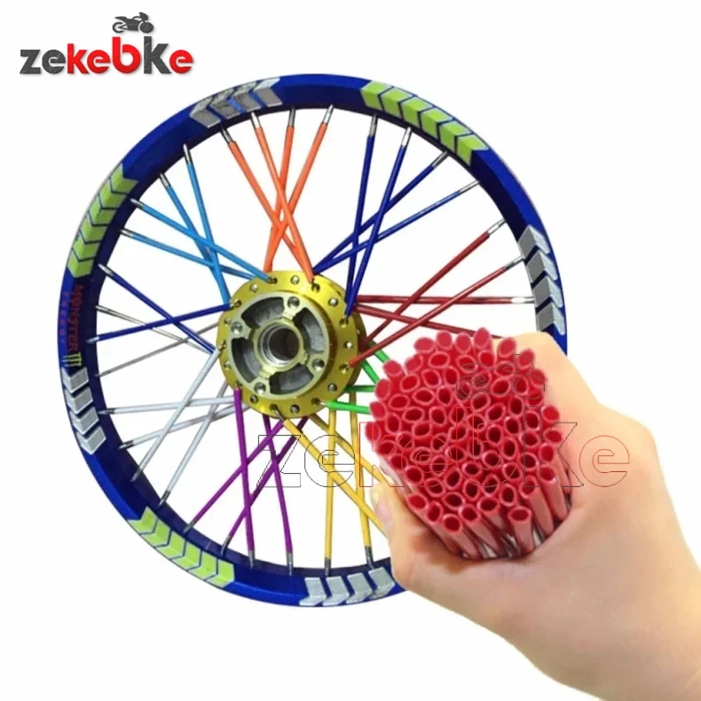 72pcs Bicycle Wheel Spoked Protector Wraps 24cm Wheel Rim Spoke Wrap Kit for Motorcycle Bike Color Rims Skin Trim Covers Pipe