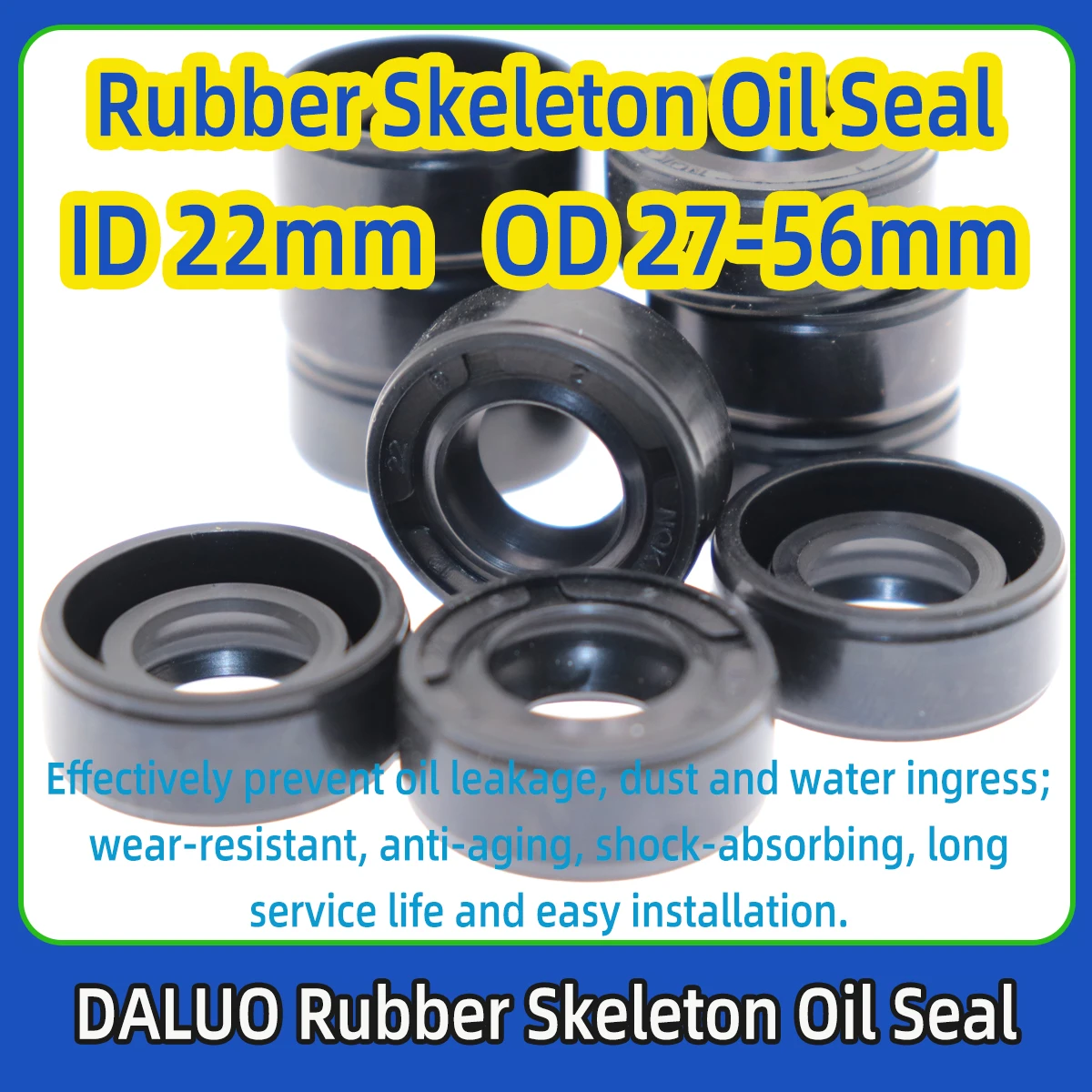 

Skeleton Rubber Oil Seal ID 22mm OD 27-56mm TC NBR Wearproof Shaft Seal Gasket Waterproof Dustproof Mechanical Sealing Parts