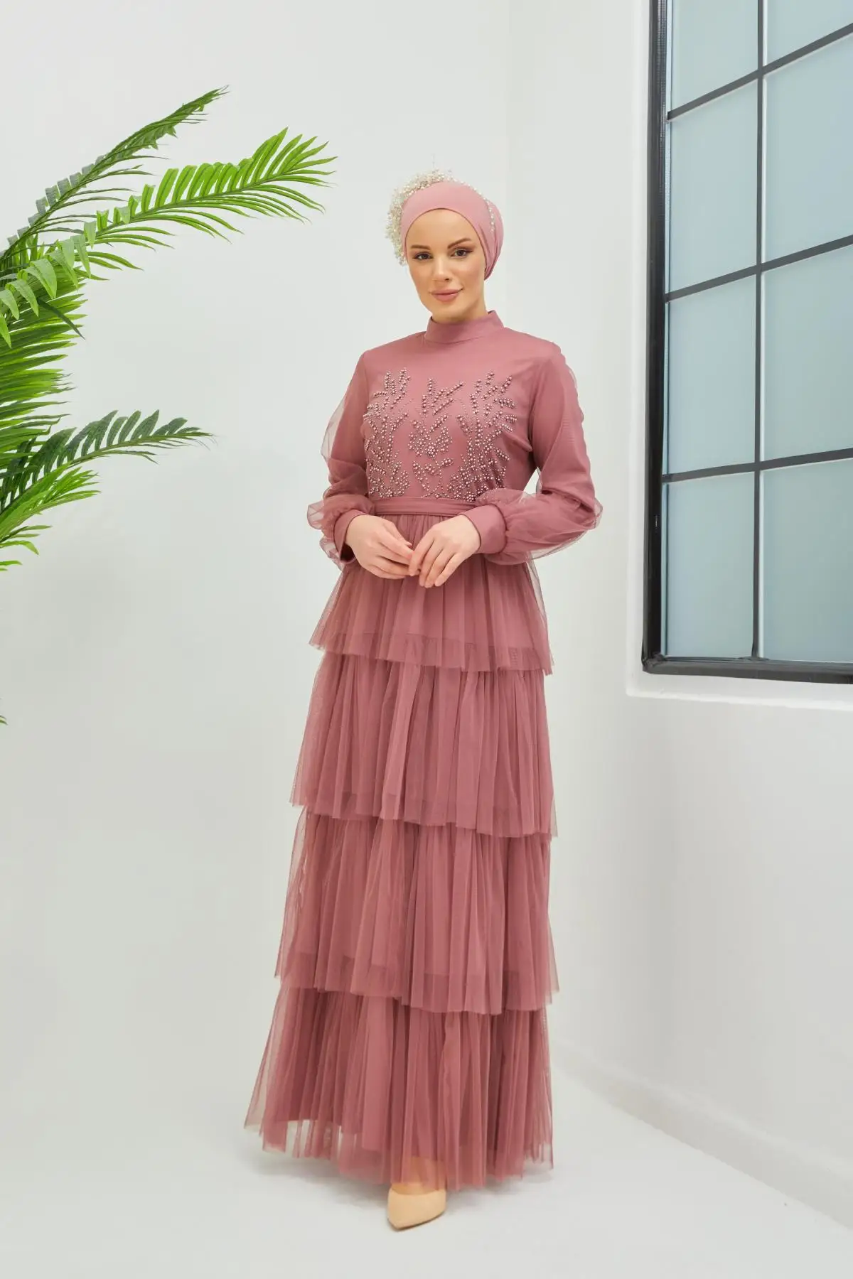 Muslim Fashion Islamic Clothing Evening Dress Women O-neck Long Sleeve Embroidery Print Long Dress