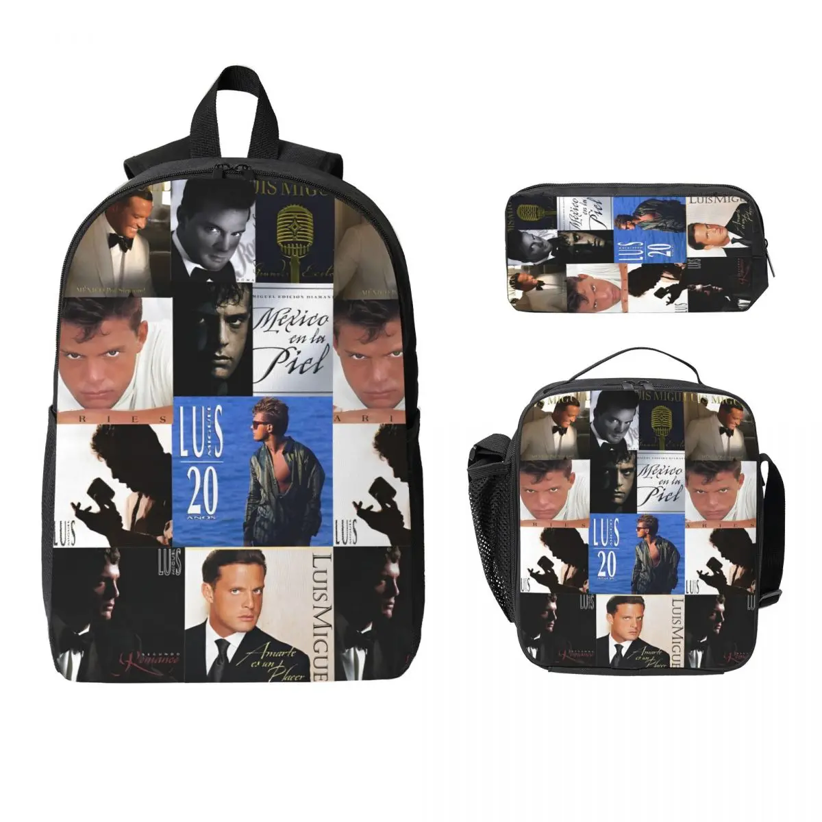 

3Pcs Luis Miguel Fan Gift Theme Backpack Set for Boy Girl Pen Bags Bookbag Sets with Lunch Box For School Students Knapsack