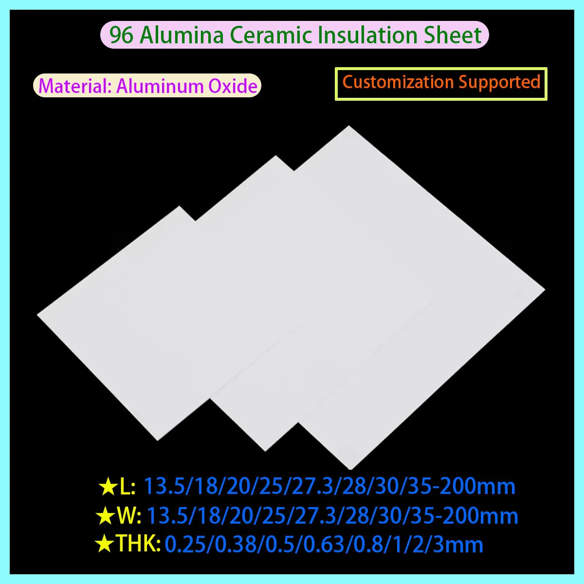 

96% Alumina Ceramic Sheet Square Wear Resistant Insulated Heat Dissipation High Temperature Resistant