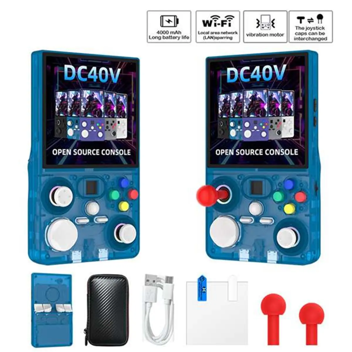 A86G NEW DC40V Retro Handheld Game Console 4.0inch Screen Linux WiFi GamePad RGB Ligh Effect Supports 30+ Emulators