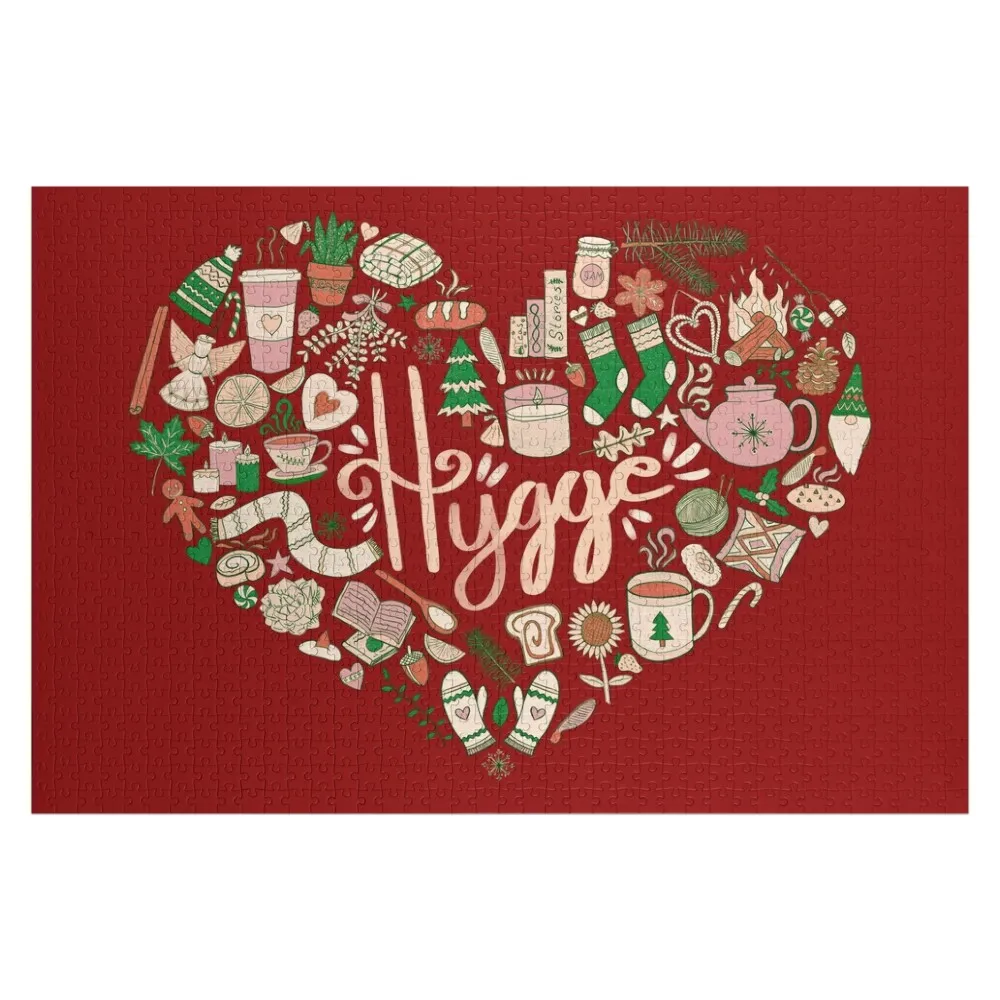 

Hygge Doodle Heart - Рождественская палитра и темно-красный пазл, персонализированные игрушки, индивидуальные игрушки на заказ для детей, пазл