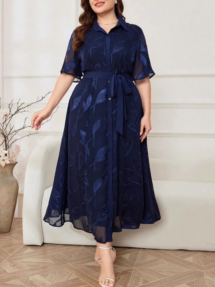 

L-4XL Одежда больших размеров Вечерние платья Женская одежда Халаты с коротким рукавом Уличный стиль Повседневное платье макси большого размера 3XL