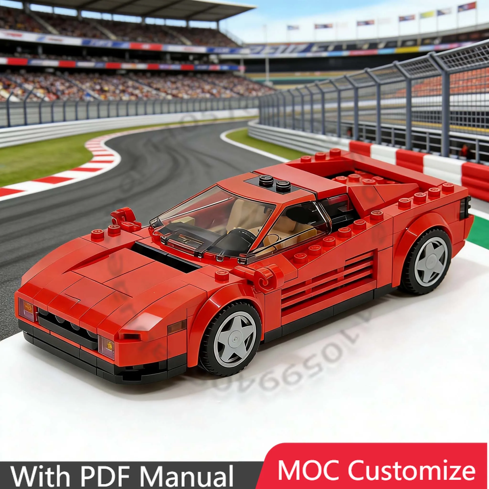 310 PCS Speedy Sports Car Testarossa - Rosso Corsa MOC Customize Modular Building Block Simple Technology DIY Assembly Toy Gift