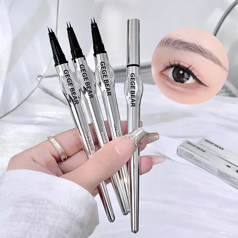 ゲゲベア 二段階ウォーターアイブロウペンシル、にじまないアイライナーリキッドペン、色落ちなし、ワイルドな眉の立体感