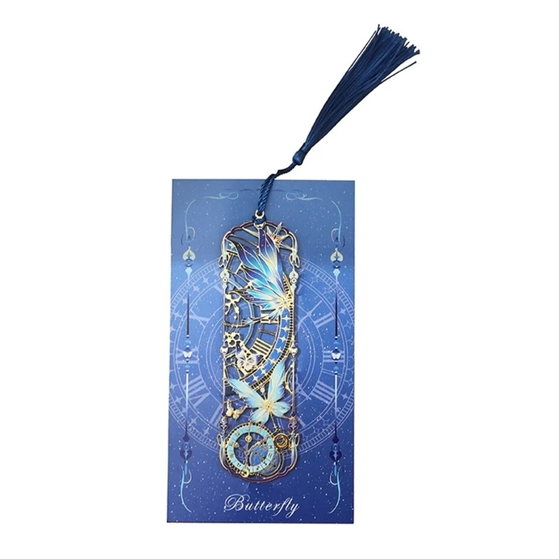 Hollowed Butterfly Floral Engraved Bookmarks Metal Bookmarks with Tassels for Book Lover Student Daily Libraries Travel 