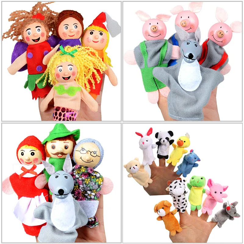 

Cartoon Animal Finger Puppet Red Riding Hood Wolf Grandma StoryBaby Cloth Educational Hand Toy Soft Doll Plush for Children Gift