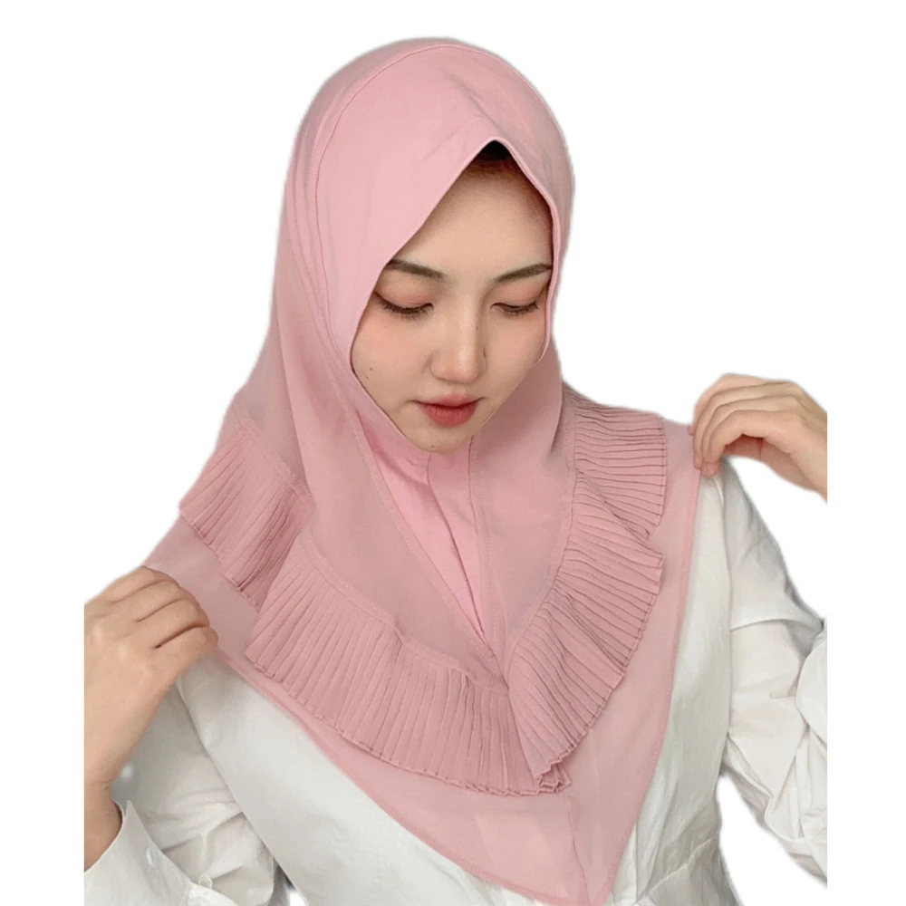 

Malaysia Muslim Women Hijab Turban Chiffon Ruffles Shawl Instant Hat Scarf One Piece Amira Femme Turbante Headwrap Full Cover