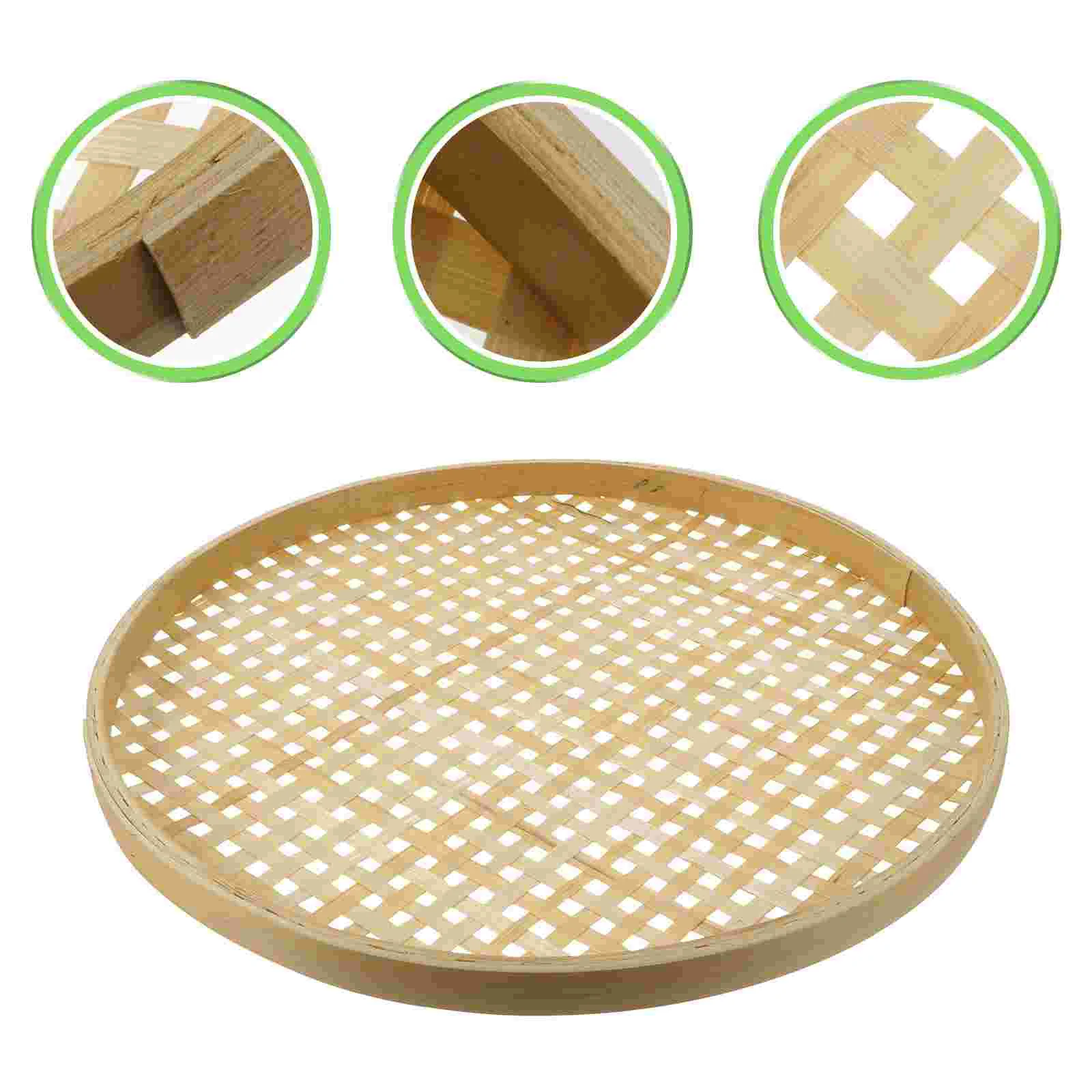 

Bamboo Sieve Display Decor Basket Candy Tray Multi-purpose Snack Case Fruit Weaving