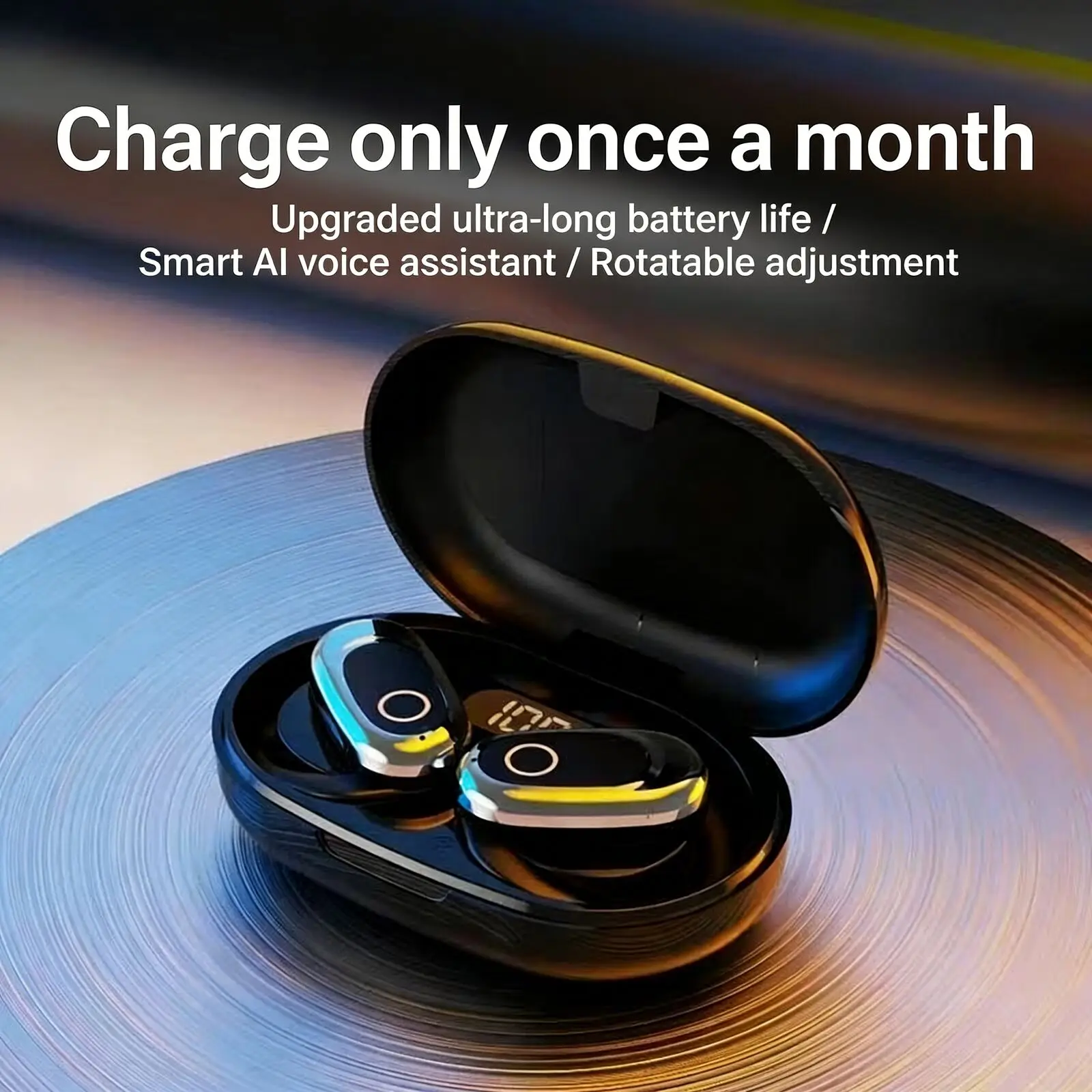 

Беспроводные спортивные наушники с креплением на ухо Bluetooth 5.4, сенсорное управление, комфортная носка, длительное время работы от батареи, водонепроницаемость IPX5