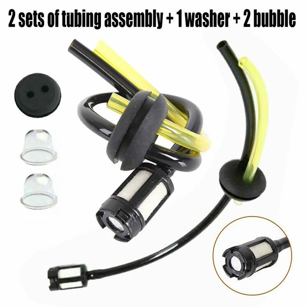 2 Sets Fuel Hose Pipe Filter Primer- Kit Grommet Seals Primer- Bulbs Strimmer- Hedge Cutter Chainsaw Petrol Garden Trimmer Parts