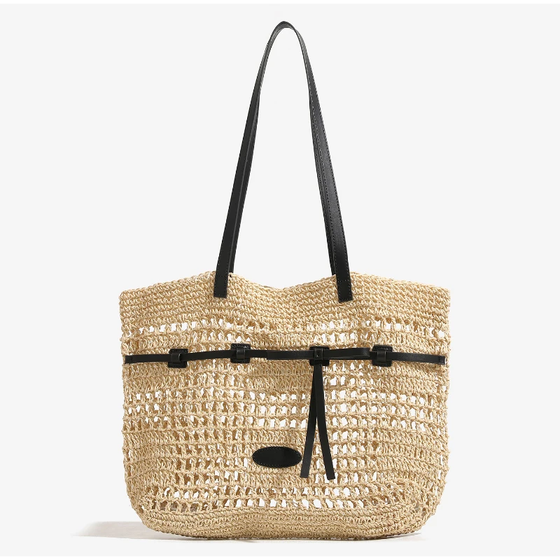 

Сумка-тоут из хлопковой нити с вырезами, новинка 2026 года, простая, на одно плечо, большая вместимость, для пляжного отдыха