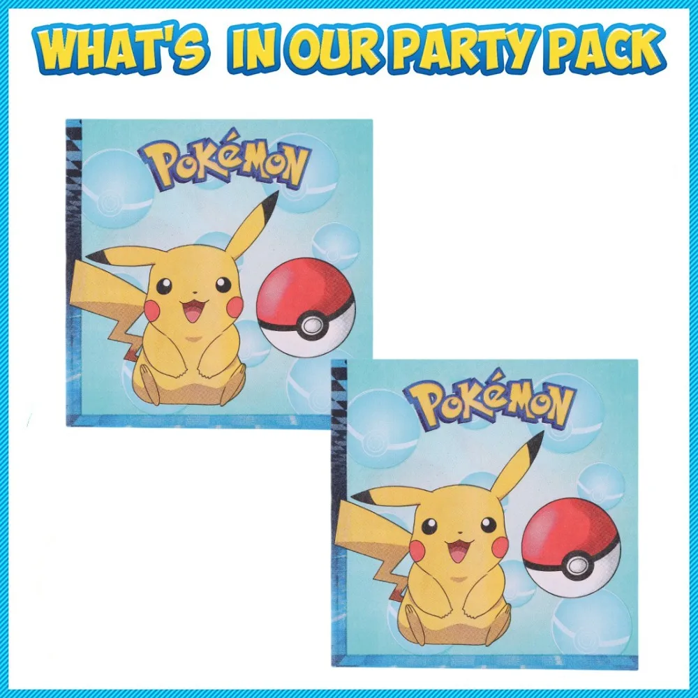 Pokemon Party Supplies Pikachu Birthday Party Decoration Pikachu Balloons Set Pokemon Cartoon Background Kids Birthday Tableware