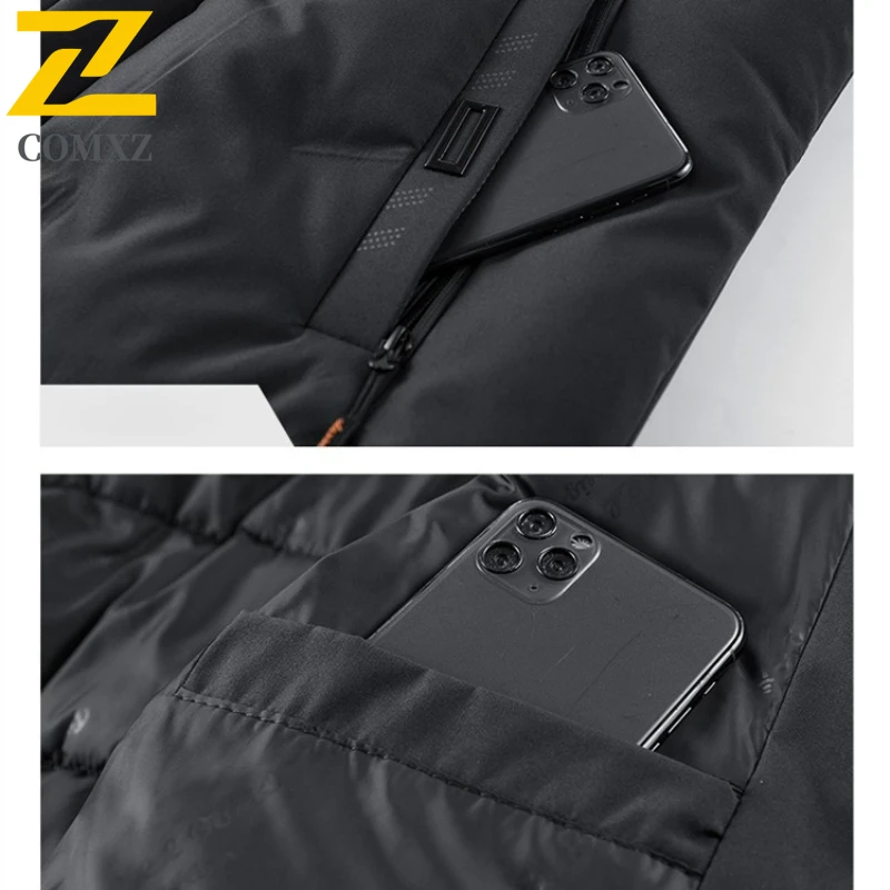 New Winter Jacket 2025 Men Fashion Warm Business Casual Detachable Hood Cotton Coat Thickened Cold Weather Snow Padding Coat