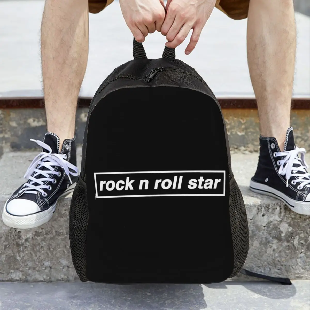 

Rock N Roll Star Backpack Hot Sale Daypack Large Capacity Boys Girls BookBag School Bag Shoulder Bags for Men Women