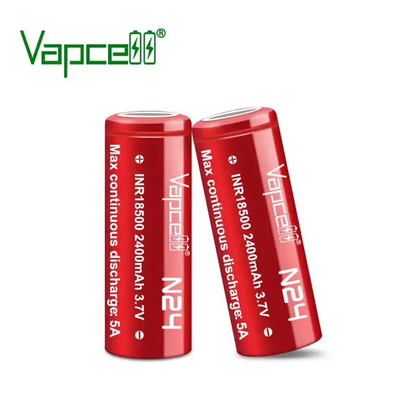 Original Vapcell INR 18500 Battery N24 Reachargeable Batteries Li Ion Battery 2400mah CDR 5A 3.7V For Power Tools Battery Pack