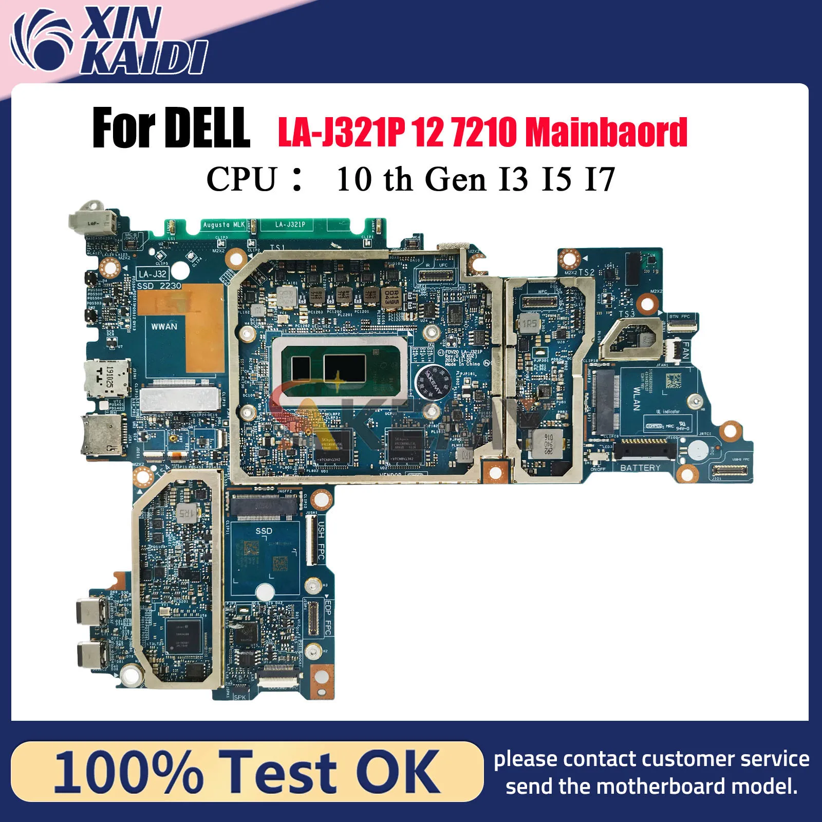 

Материнская плата для ноутбука DELL Latitude 7210 FDV20 LA-J321P с i3 i5 i7 10-й процессор CN-0481H7 CN-06CTMF 09XR7X, 100% протестировано, ОК