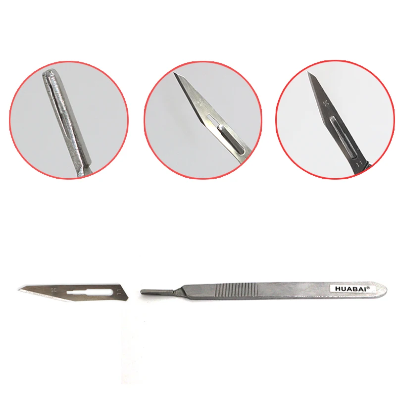 11# 23# Carbon Steel Carving Metal Scalpel Handle With 10pcs Blades Engraving Craft Knife Non-Slip Surgical Scalpel Knife Paper