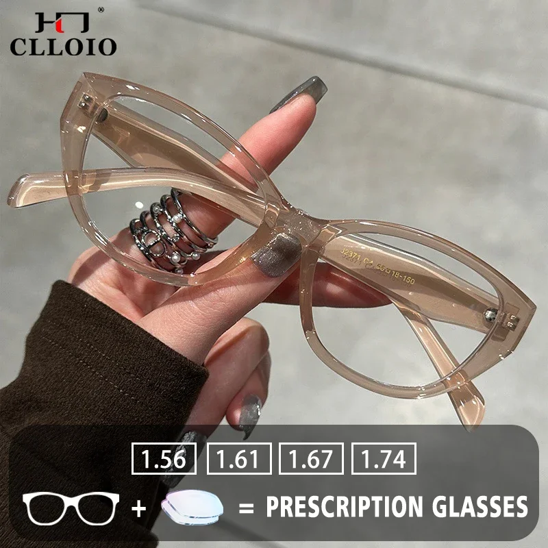 CLLOIO 2025 New Ladies Cat Eye Myopia Photochromic Glasses  Polarized Street Sweet Style Sunglasses Prescription Reading Eyeware