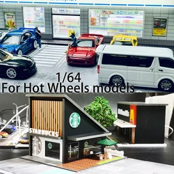 Car Model 1 64 Diorama Garage LED Supermarket Shop with Light Parking Lot Diecast Car Model Display Case for Hot Wheel Man Gift